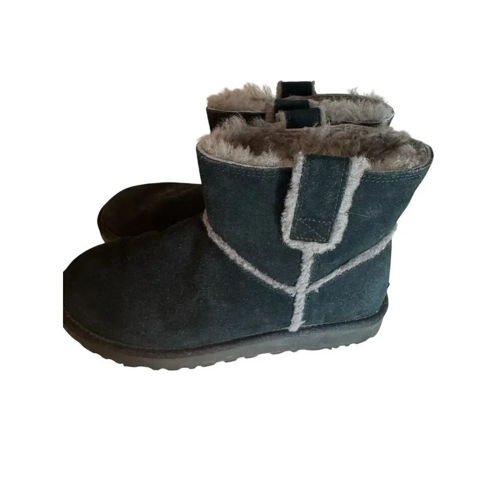 UGG CLASSIC MINI SPILL SEAM WOMEN BOOTS SUEDE BLACK US 9